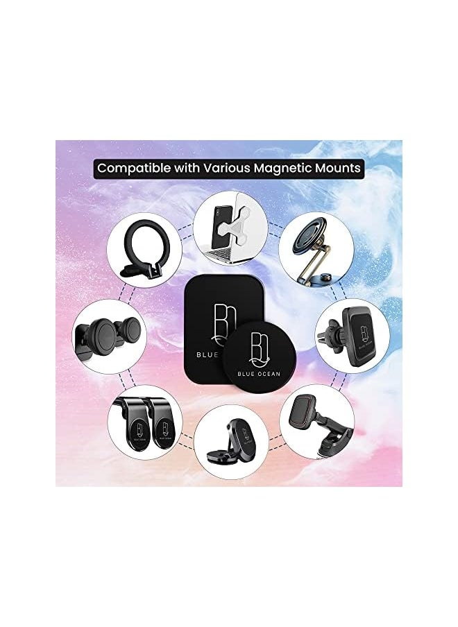 BLUE OCEAN Plate for Phone Magnet, 4 Pack MagicPlate with Powerful Adhesive, and 4 Transparent Protective Sheets Replacement for Magnetic Phone Car Mount Holder Cradle Stand- 2 Rectangles and 2 Round  - Image 4