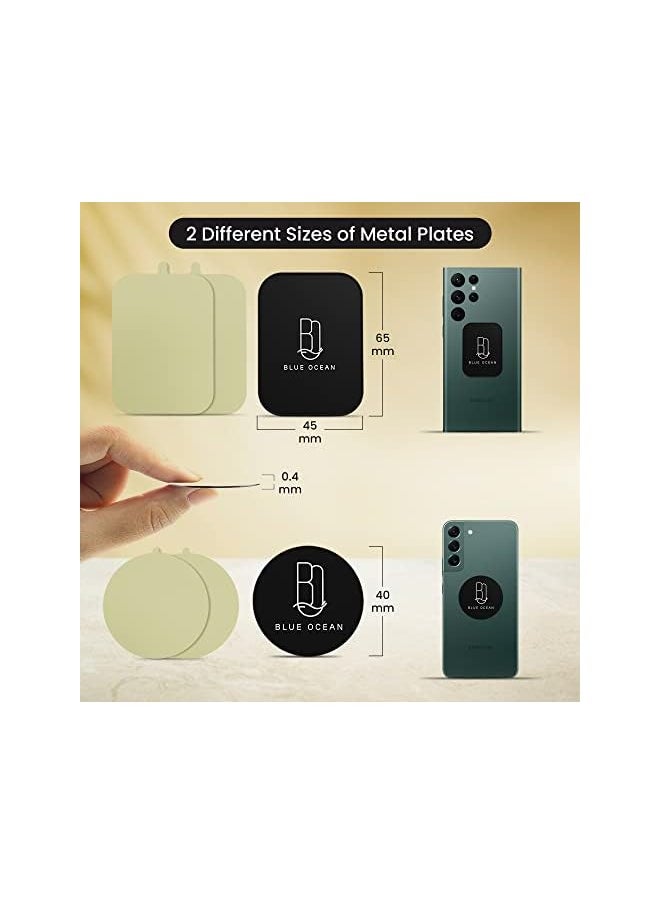 BLUE OCEAN - Plate for Phone Magnet, 4 Pack MagicPlate with Powerful Adhesive, and 4 Transparent Protective Sheets Replacement for Magnetic Phone Car Mount Holder Cradle Stand- 2 Rectangles and 2 Round - Image 1