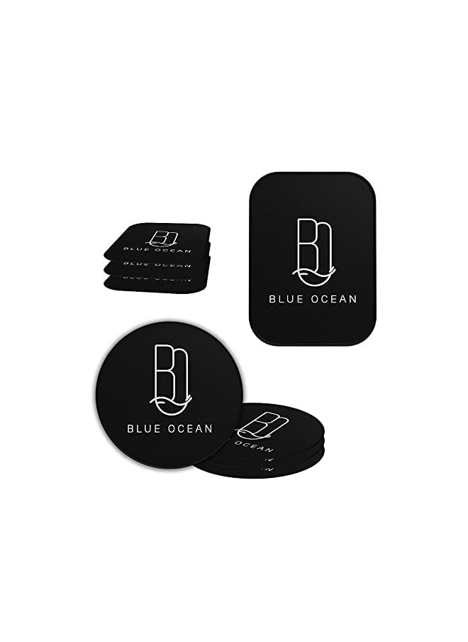 BLUE OCEAN Plate for Phone Magnet, 4 Pack MagicPlate with Powerful Adhesive, and 4 Transparent Protective Sheets Replacement for Magnetic Phone Car Mount Holder Cradle Stand- 2 Rectangles and 2 Round  - Image 2