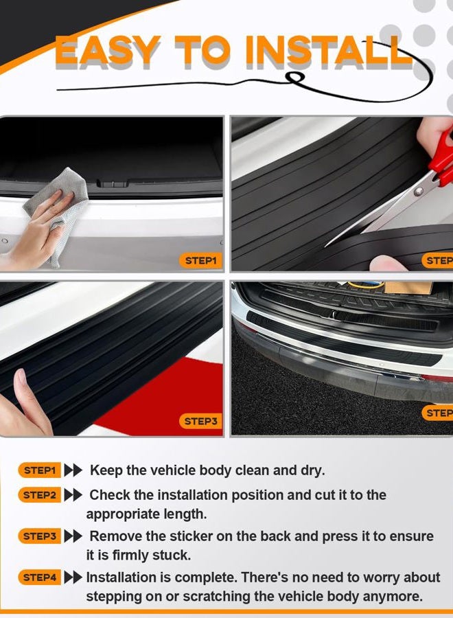 LTDCVTR Car Rear Bumper Protector, 41" x 3.4" Universal Anti-Scratch Rear Bumper Guard for Cars/SUV, Black Heavy Duty Rubber Back Bumper Protector Trunk Automotive Exterior Accessories - Image 5