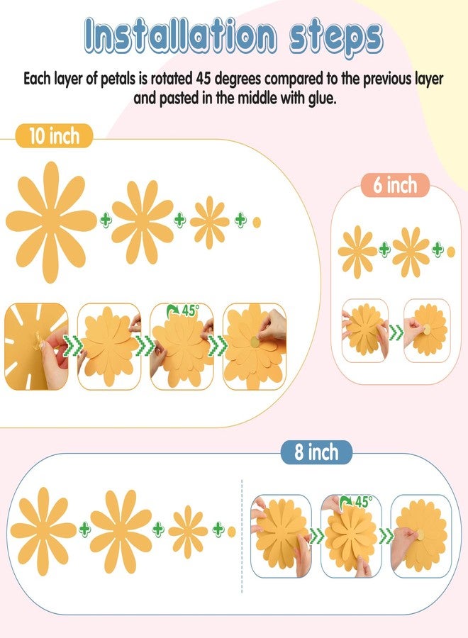 مجموعة موتي مايند من 18 قطعة من زينة الزهور الورقية للجدران، لوحة إعلانات زهور ثلاثية الأبعاد، خلفية زهور ورقية لحفلات الفيستا، خلفية تصوير للفصول الدراسية، حفلة العودة إلى المدرسة (لون الماكرون) - Image 2