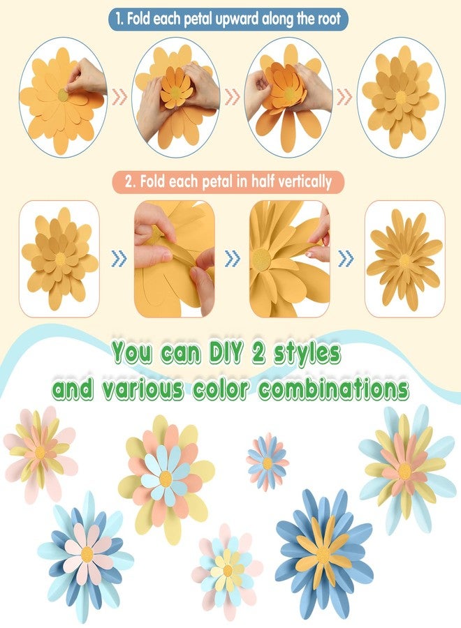 مجموعة موتي مايند من 18 قطعة من زينة الزهور الورقية للجدران، لوحة إعلانات زهور ثلاثية الأبعاد، خلفية زهور ورقية لحفلات الفيستا، خلفية تصوير للفصول الدراسية، حفلة العودة إلى المدرسة (لون الماكرون) - Image 4