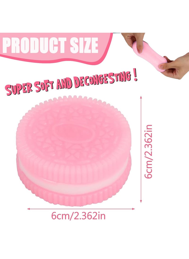NajmStyle - 2 Pcs Taba Squeeze Toys, Biscuit fufu Stress Relief Squishy Toys, Ultra-Soft Decompression Venting Toy, Taba Squishy Dessert Kawaii New Fidget, Black & Pink - Image 1