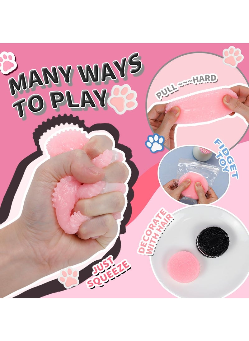 NajmStyle - 2 Pcs Taba Squeeze Toys, Biscuit fufu Stress Relief Squishy Toys, Ultra-Soft Decompression Venting Toy, Taba Squishy Dessert Kawaii New Fidget, Black & Pink - Image 1
