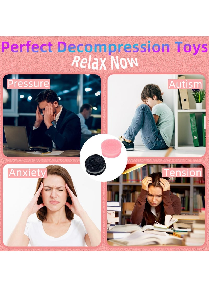 NajmStyle - 2 Pcs Taba Squeeze Toys, Biscuit fufu Stress Relief Squishy Toys, Ultra-Soft Decompression Venting Toy, Taba Squishy Dessert Kawaii New Fidget, Black & Pink - Image 1
