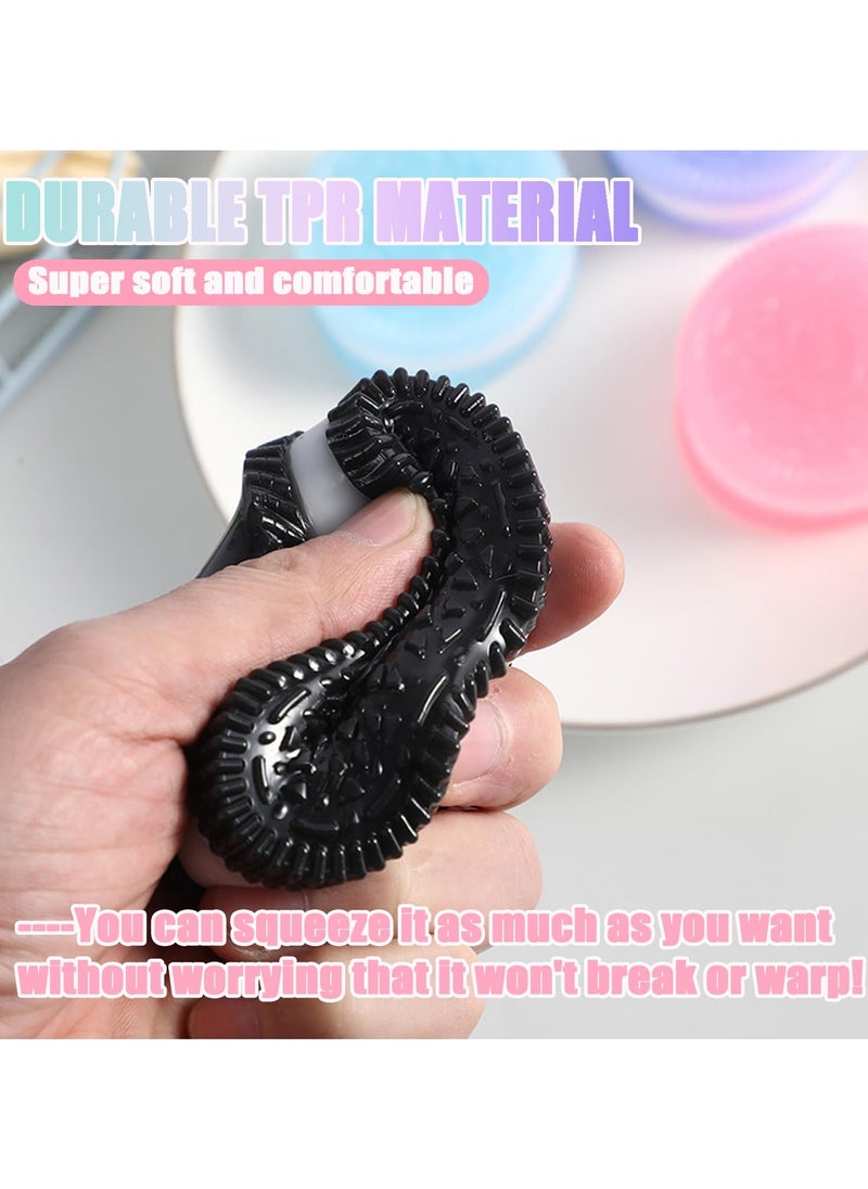 NajmStyle - 2 Pcs Taba Squeeze Toys, Biscuit fufu Stress Relief Squishy Toys, Ultra-Soft Decompression Venting Toy, Taba Squishy Dessert Kawaii New Fidget, Black & Pink - Image 1