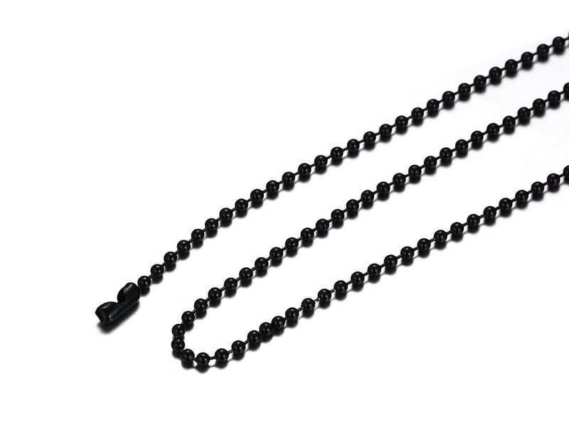 SINLEO Titanium Stainless Steel Small Beads Ball Chain Necklace for Men Women Dog Tag Link Chain Black 2.4MM 24 Inches - Image 3