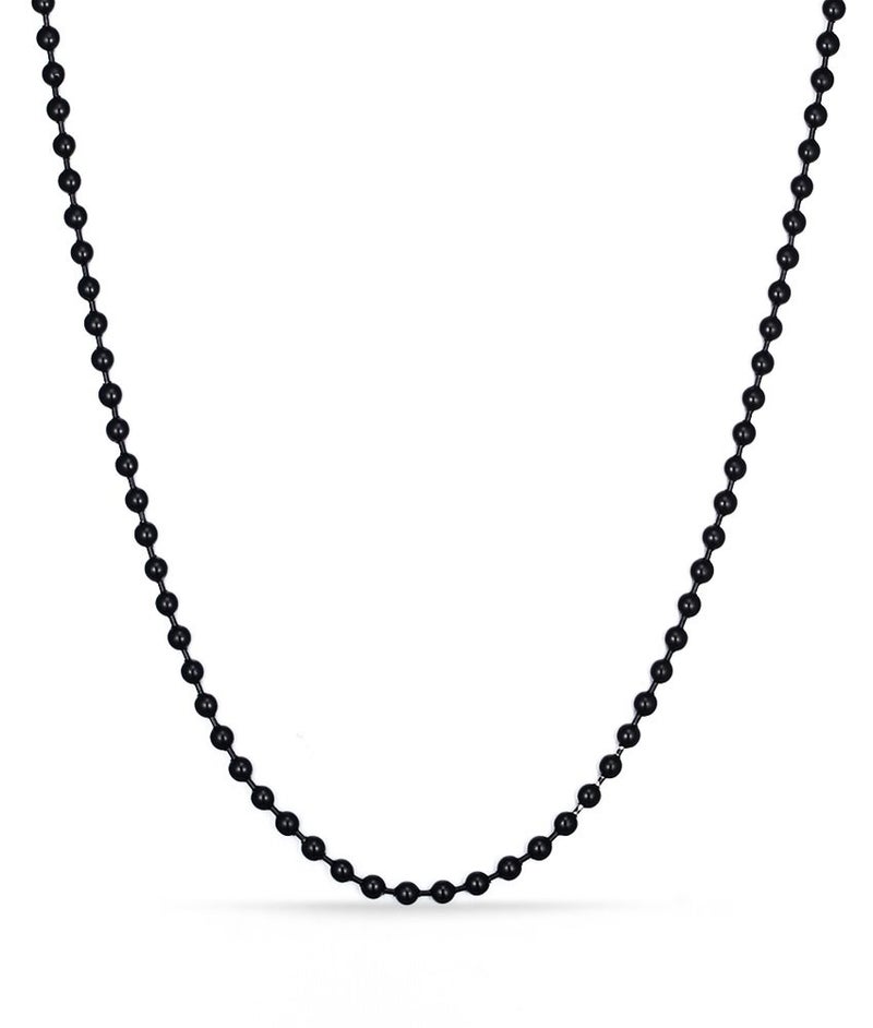 SINLEO Titanium Stainless Steel Small Beads Ball Chain Necklace for Men Women Dog Tag Link Chain Black 2.4MM 24 Inches - Image 5