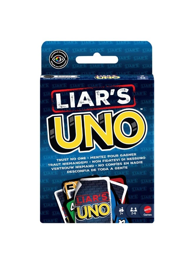 Mattel Games Liar’s UNO Card Game for Kids, Adults & Family Game Nights with Bluffing Fun - Image 1