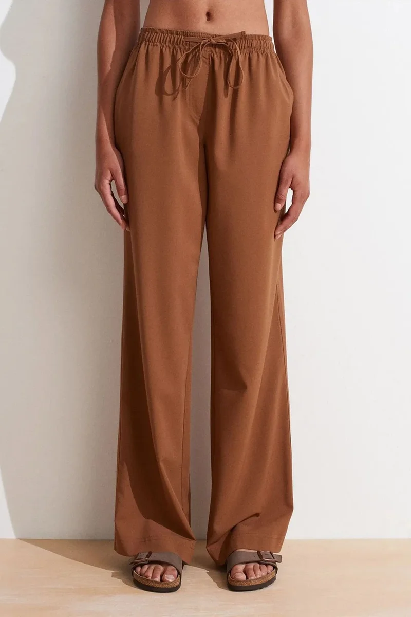 Dilvin Walnut Brown DILVIN Women’s Wide-leg Jersey Trousers for Women | Best Price UAE