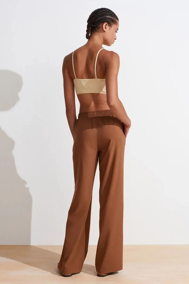 Dilvin Walnut Brown DILVIN Women’s Wide-leg Jersey Trousers for Women | Best Price UAE
