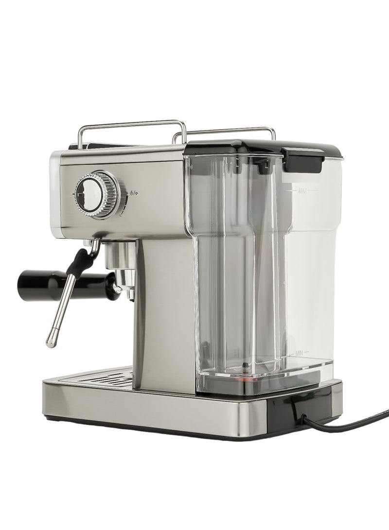 GEEPAS Expresso Coffee Machine With 20 Bar Pump Pressure, 1.8L Capacity, High Pressure Frothing Function, Stainless Steel Housing, Detachable Transparent Water Tank, 51 MM Aluminum Filter Holder 1.8 L 1465 W GCM41520 Silver - Image 2