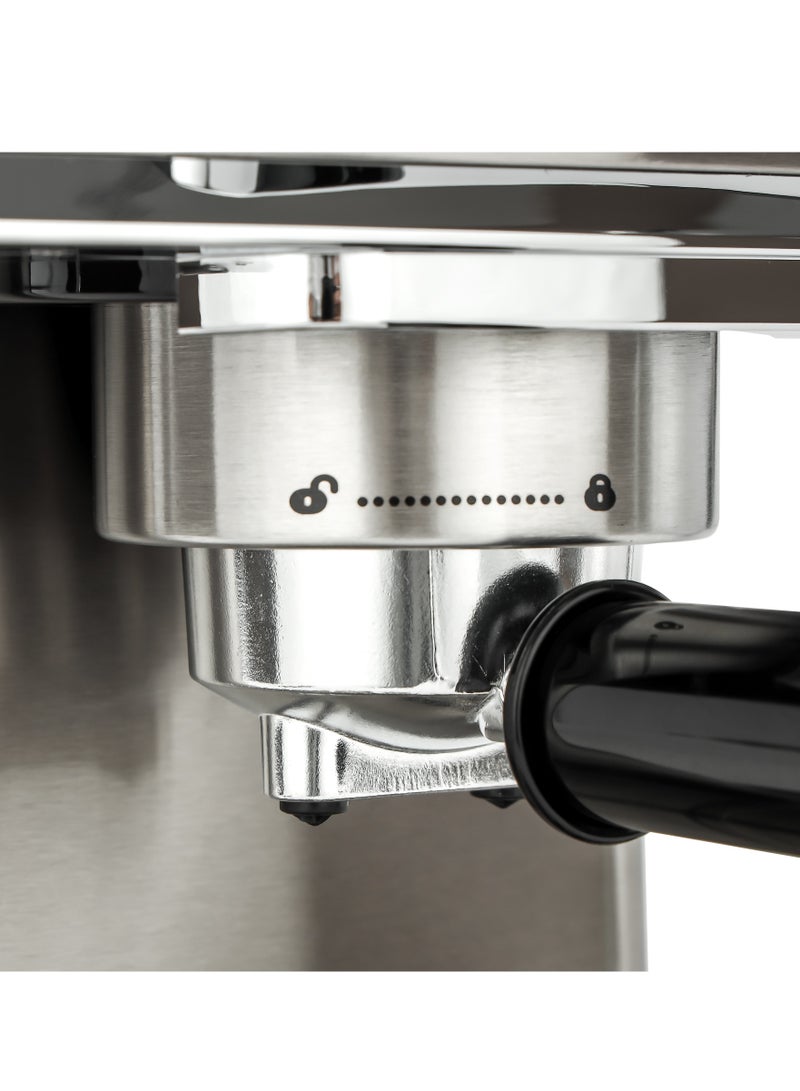 GEEPAS Expresso Coffee Machine With 20 Bar Pump Pressure, 1.8L Capacity, High Pressure Frothing Function, Stainless Steel Housing, Detachable Transparent Water Tank, 51 MM Aluminum Filter Holder 1.8 L 1465 W GCM41520 Silver - Image 3