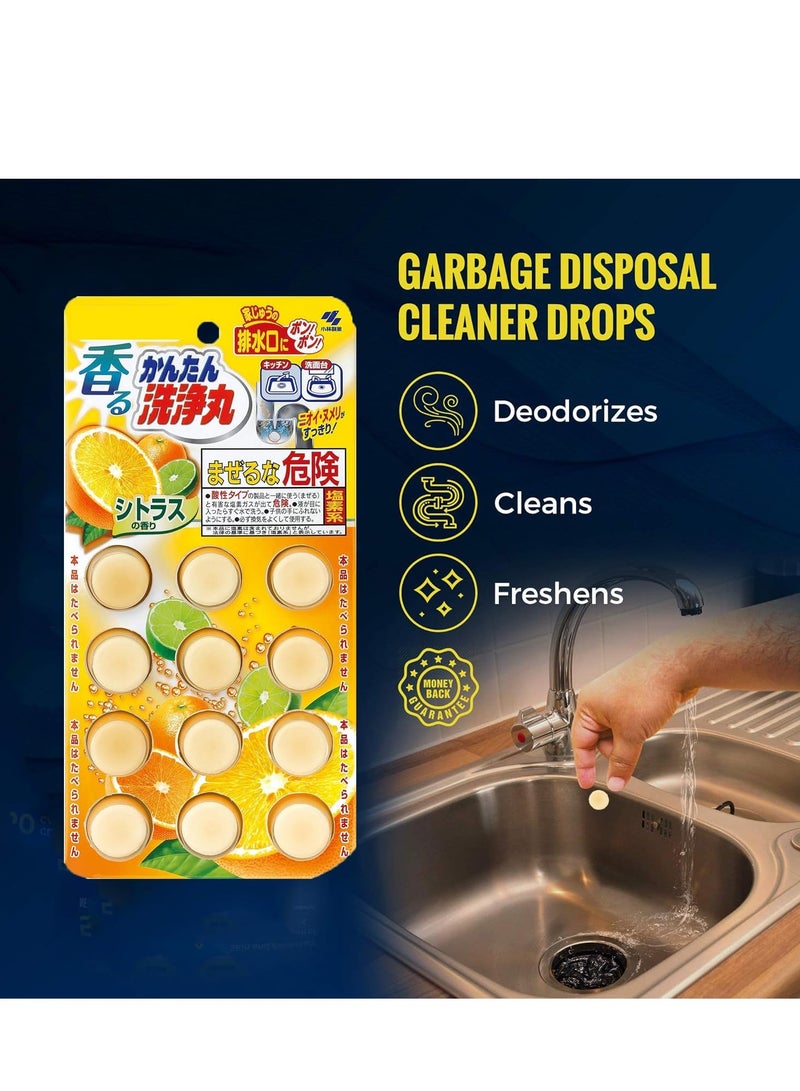 SYOSI Citrus Drain Cleaning Pill, Odor Removal Slime Remover, Pipe Sink Wash, Bath Prevents Plug Hole Obstructions to Keep Clear and Odor Free, Kitchen Toilet 12 Tablets Orange - Image 3