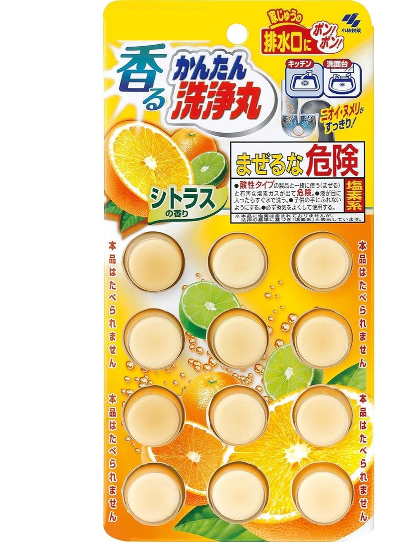 SYOSI Citrus Drain Cleaning Pill, Odor Removal Slime Remover, Pipe Sink Wash, Bath Prevents Plug Hole Obstructions to Keep Clear and Odor Free, Kitchen Toilet 12 Tablets Orange - Image 1