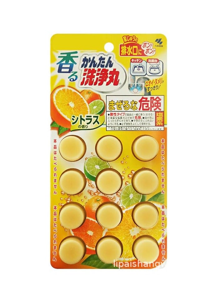 SYOSI Citrus Drain Cleaning Pill, Odor Removal Slime Remover, Pipe Sink Wash, Bath Prevents Plug Hole Obstructions to Keep Clear and Odor Free, Kitchen Toilet 12 Tablets Orange - Image 5