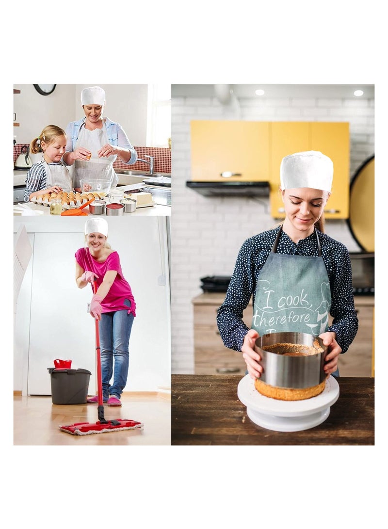 SYOSI 4 Pcs Unisex Chef Hats Adjustable Kitchen Cooking Caps with Breathable Mesh Top(White)  - Image 5