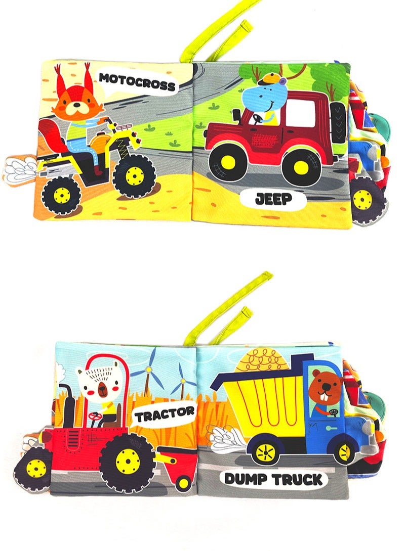 Car World Nontoxic Fabric Soft Baby Cloth Books Early Education Toys Activity Crinkle Cloth Book for Toddler, Anti-fall and anti-bite，Infants and Kids Perfect for Baby Gift 0-12M， - Image 3