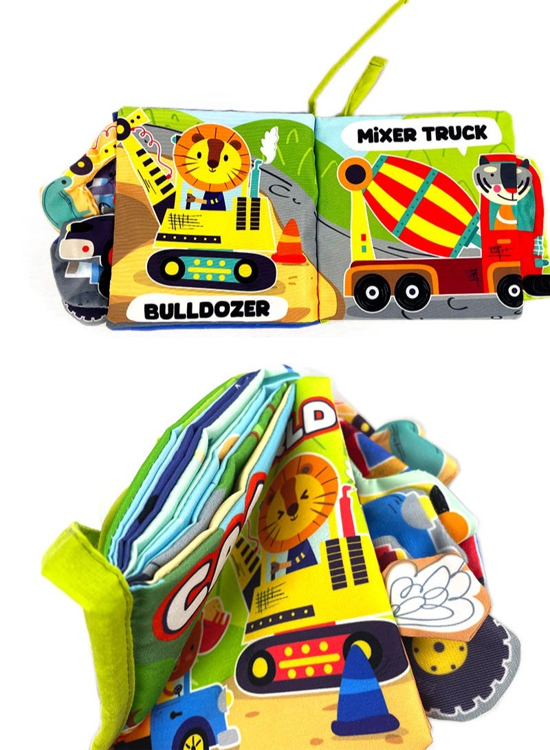 Car World Nontoxic Fabric Soft Baby Cloth Books Early Education Toys Activity Crinkle Cloth Book for Toddler, Anti-fall and anti-bite，Infants and Kids Perfect for Baby Gift 0-12M， - Image 5