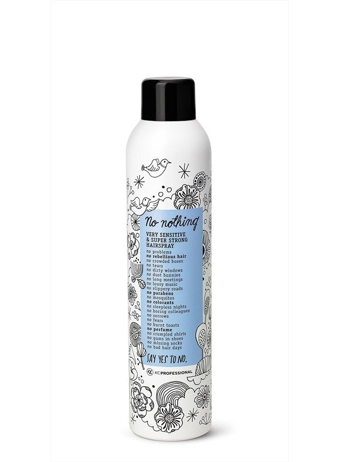 No nothing Very Sensitive Super Strong Hairspray - Fragrance Free Extra Strong Styling and Finishing Spray - Unscented Hair Spray, Hypoallergenic 9.0 oz (Super Strong Hairspray) - Image 1