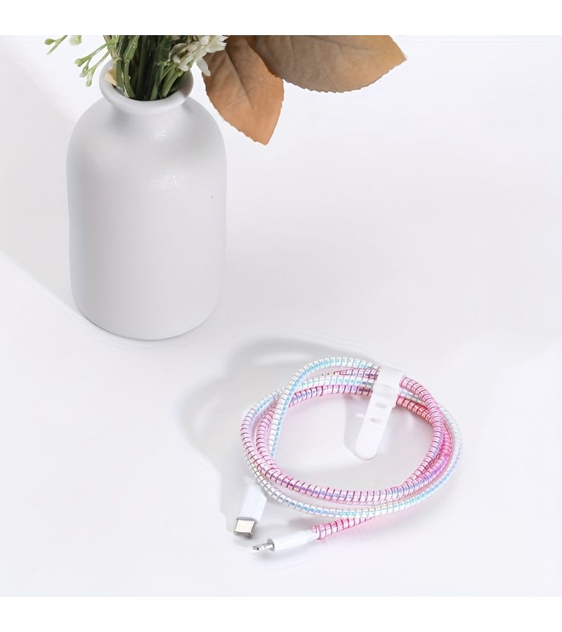 Laser Silvery Mobile Data Cable Protective Sleeve Anti Breaking Charging Cable Winding Protection Rope - Image 3