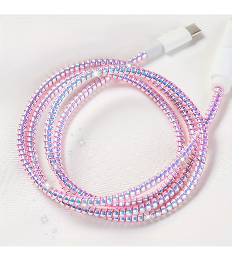 Laser Silvery Mobile Data Cable Protective Sleeve Anti Breaking Charging Cable Winding Protection Rope - Image 5