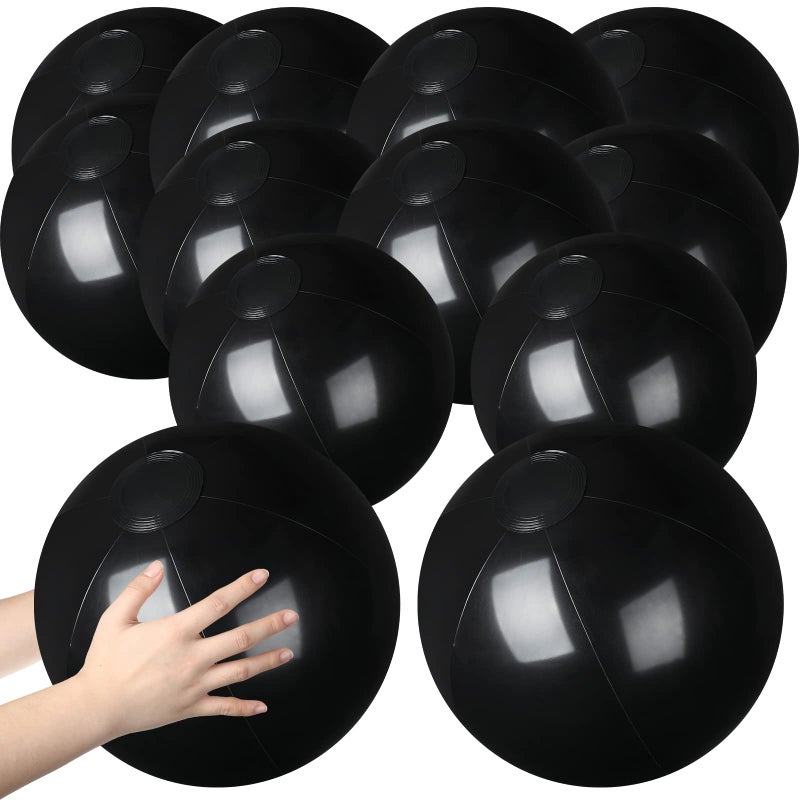 Raiten 12 Pcs Beach Ball Inflatable Beach Balls Large Inflatable Ball Floating Ball for Swimming Pool Party Favors Outdoor Activities Summer Birthday Party Supplies Black12 Inch - Image 3