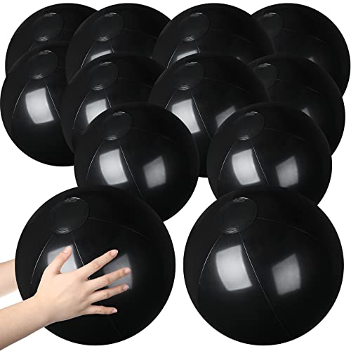 Raiten 12 Pcs Beach Ball Inflatable Beach Balls Large Inflatable Ball Floating Ball for Swimming Pool Party Favors Outdoor Activities Summer Birthday Party Supplies Black12 Inch - Image 1