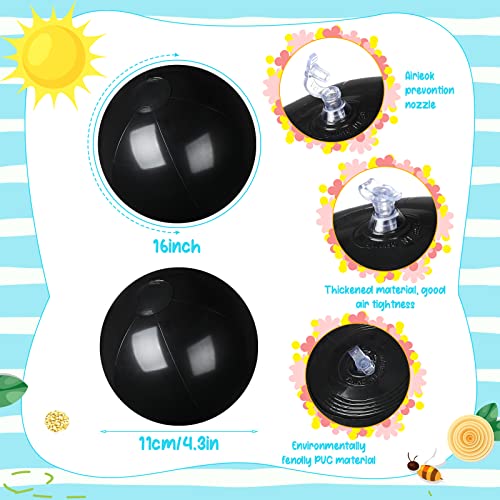 Raiten 12 Pcs Beach Ball Inflatable Beach Balls Large Inflatable Ball Floating Ball for Swimming Pool Party Favors Outdoor Activities Summer Birthday Party Supplies Black12 Inch - Image 5