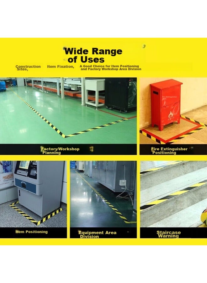 Oumai Yellow Warning Tape, Widened Caution Tape Pvc Zebra Crossing Isolation Warning Sticker, Warehouse Workshop Floor 5s Positioning Line Tape, Yellow 10cm*18m 1 Roll - Image 4