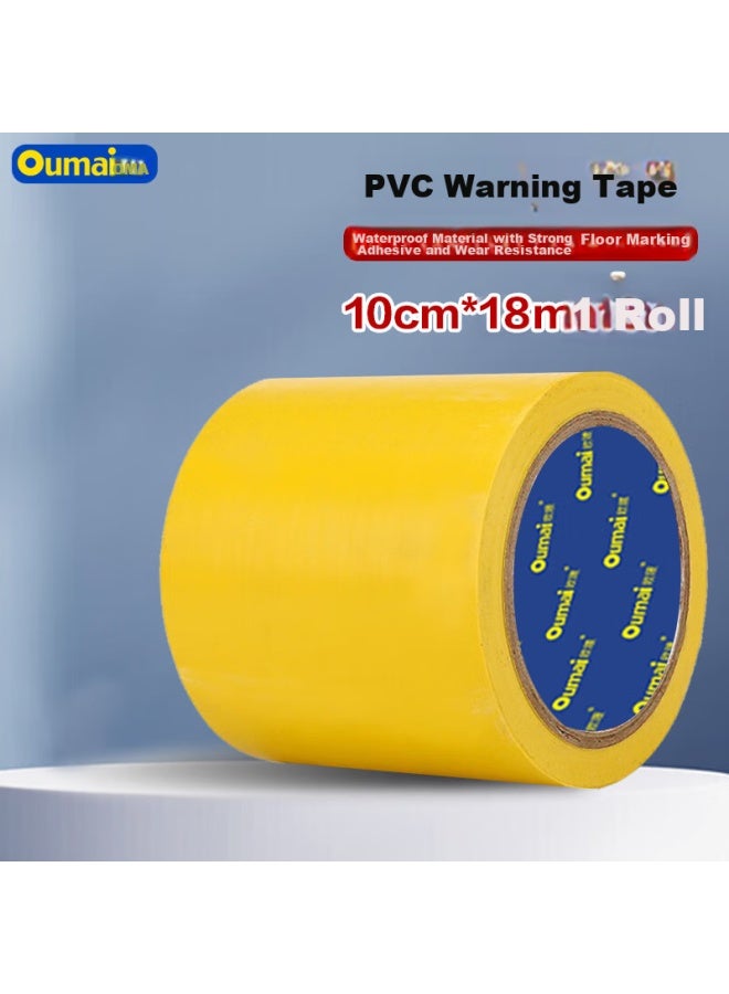 Oumai Yellow Warning Tape, Widened Caution Tape Pvc Zebra Crossing Isolation Warning Sticker, Warehouse Workshop Floor 5s Positioning Line Tape, Yellow 10cm*18m 1 Roll - Image 1