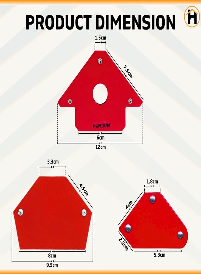Homdum 6pc Multi Angle Magnetic Welding Holder Clamps Set 2x3 Inch Arrow, 2x Triangle, 2x Mini,Welding tools Strong Magnet Pull for Accurate Alignment fabrication Yellow/Red - Image 3