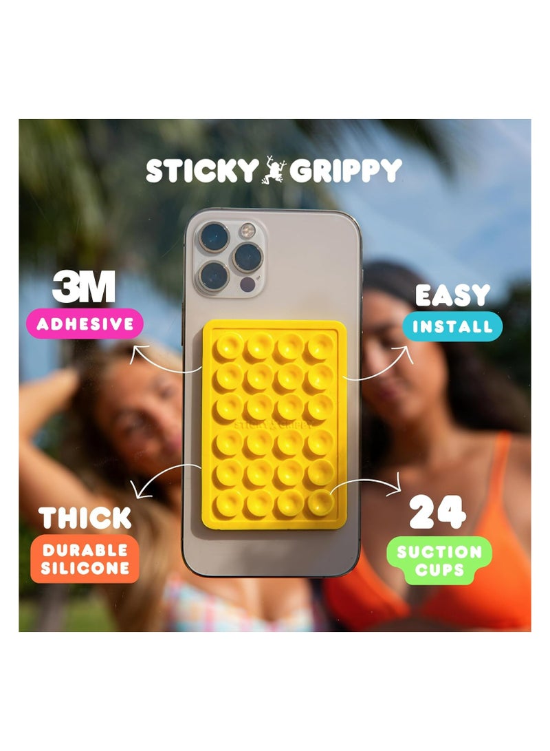 StickyGrippy Suction Phone Case Mount, Silicon Adhesive Phone Accessory for iPhone and Android, Hands-Free Fidget Toy Mirror Shower Phone Holder, Tiktok Videos and Selfies (Black) - Image 3