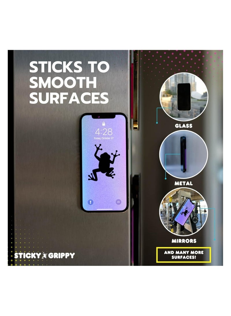 StickyGrippy Suction Phone Case Mount, Silicon Adhesive Phone Accessory for iPhone and Android, Hands-Free Fidget Toy Mirror Shower Phone Holder, Tiktok Videos and Selfies (Black) - Image 4