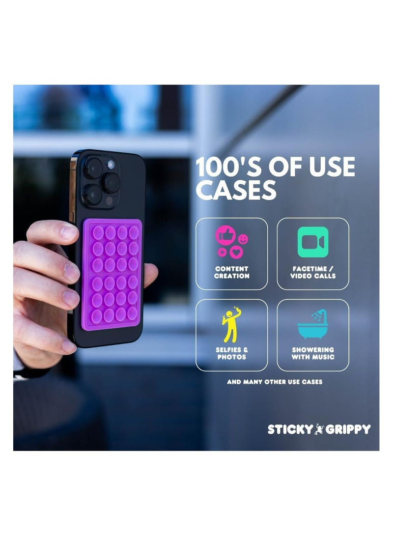 StickyGrippy Suction Phone Case Mount, Silicon Adhesive Phone Accessory for iPhone and Android, Hands-Free Fidget Toy Mirror Shower Phone Holder, Tiktok Videos and Selfies (Black) - Image 5