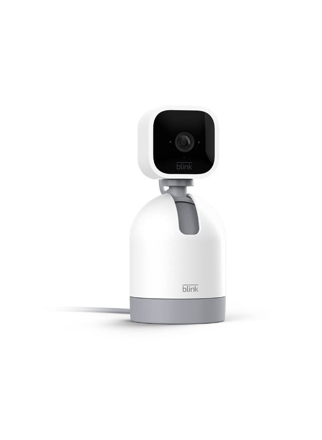بلينك كاميرا Blink Mini Pan-Tilt – كاميرا مراقبة ذكية داخلية قابلة للدوران والتوصيل بالكهرباء، مزودة بخاصية التحدث والاستماع ثنائي الاتجاه، وفيديو عالي الدقة HD، واكتشاف الحركة، مع دعم Alexa. تأتي مع تجربة مجانية لخطة Blink Subscription Plan، باللون الابيض. - Image 1
