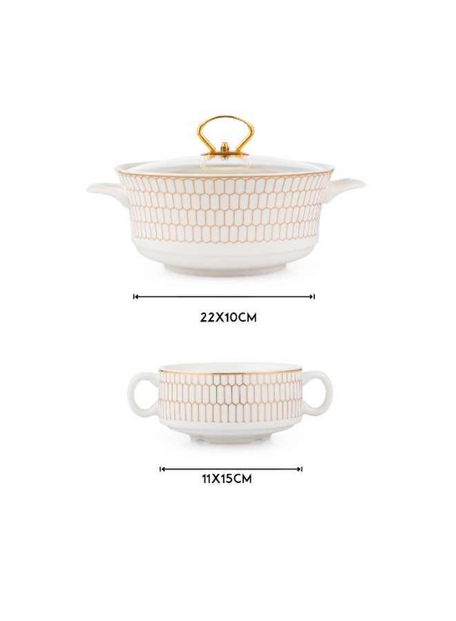 Bin shihoon 🌙 Luxurious Ramadan Soup Set with Warmer – White Porcelain and Elegant Gold Stand ✨🍲  ✨ The warmth of soup… and the elegance of serving it on your Ramadan table ✨ - Image 5