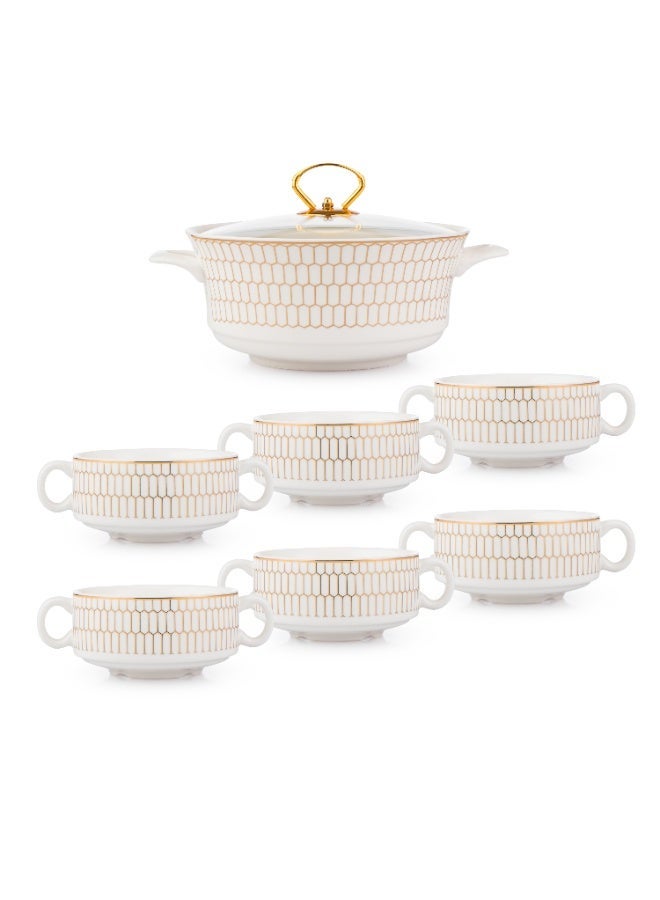 Bin shihoon 🌙 Luxurious Ramadan Soup Set with Warmer – White Porcelain and Elegant Gold Stand ✨🍲  ✨ The warmth of soup… and the elegance of serving it on your Ramadan table ✨ - Image 4