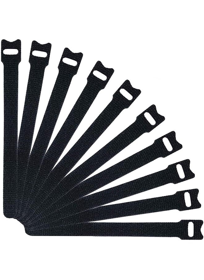 erorex - Reusable Cable Ties 50Pcs Black Fabric Hook And Loop Ideal For Cord Organization And Wire Management - Image 1
