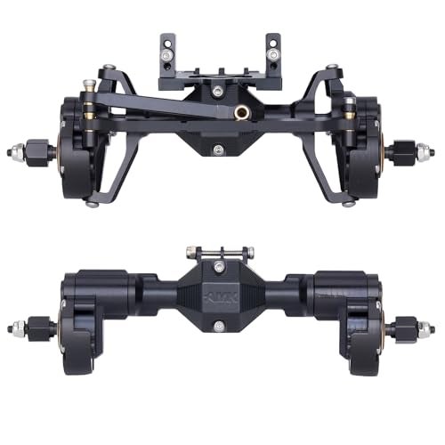 AMK Ascent18 Portal Axle Set for Redcat Ascent18 Upgrade CNC Aluminum Front Rear Axles with Brass Portal Covers Steel Gears Servo Mount Steering Links Black - Image 5