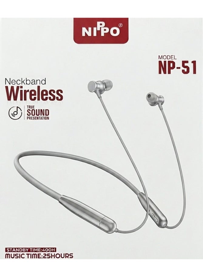 NIPPO NP-51 Neckband Wireless Earphones with Long Battery Life - Image 2