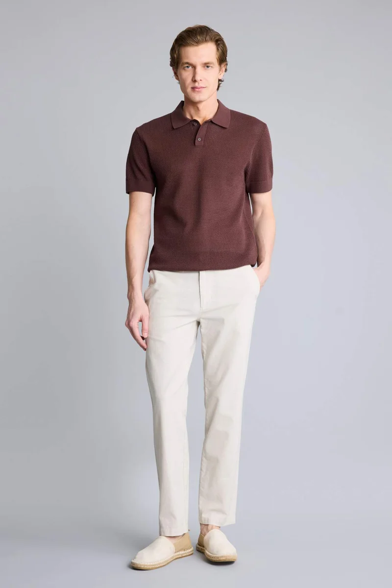 ديفاكتو Standard Fit Knit Short Sleeve Polo T-Shirt