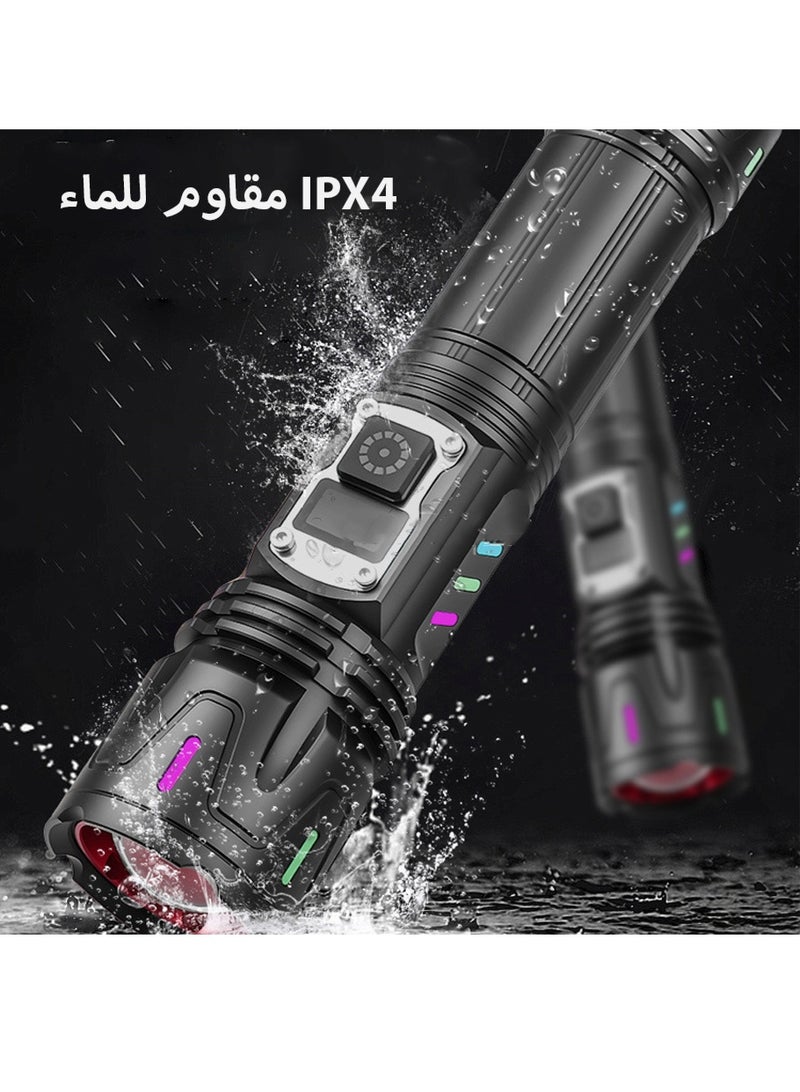 Leon Home Translucent fluorescent strip digital display camping flashlight | 5 modes high lumen flashlight | 800m zoomable 30W LED camping accessory | 2500mAh rechargeable battery, - Image 2