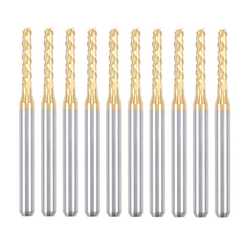 Nxtop 10Pcs 2mm Titanium Coat Carbide End Mill Engraving Milling Cutter CNC Router Bits for PCB Machine, 1/8" Shank - Image 1