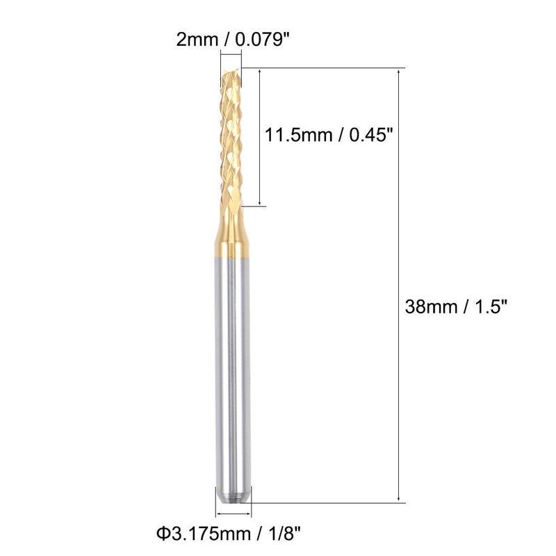 Nxtop 10Pcs 2mm Titanium Coat Carbide End Mill Engraving Milling Cutter CNC Router Bits for PCB Machine, 1/8" Shank - Image 2
