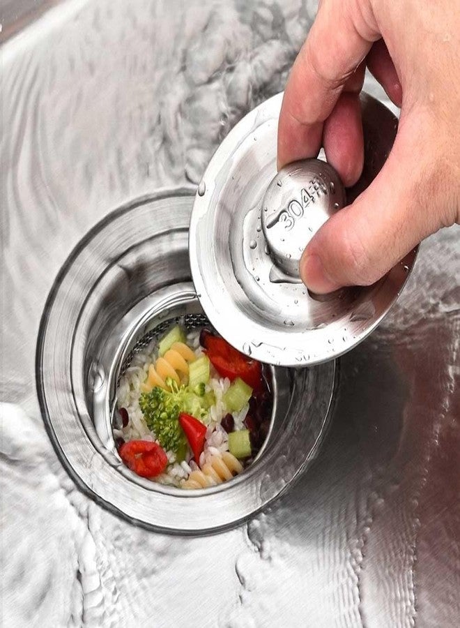 ORBITORA Pack of 2 Stainless Steel Sink Strainer with Handle | Drain Kitchen Basin Food Waste Blockage Filter Jali | Durable & Rustproof | Anti-Clogging 2mm Holes | Double Edging Corners - Image 2