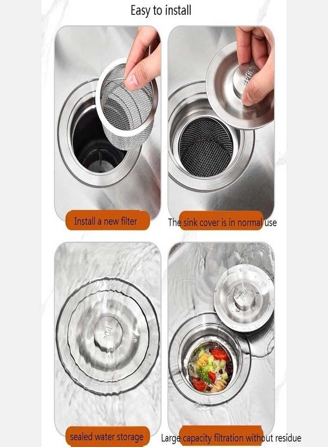 ORBITORA Pack of 2 Stainless Steel Sink Strainer with Handle | Drain Kitchen Basin Food Waste Blockage Filter Jali | Durable & Rustproof | Anti-Clogging 2mm Holes | Double Edging Corners - Image 4