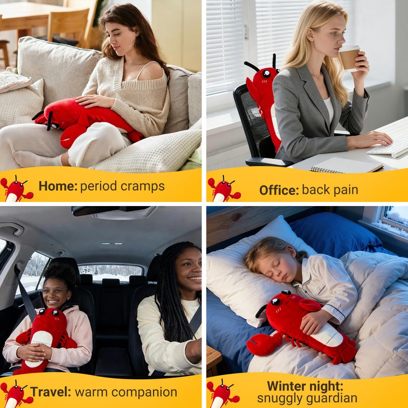 HOTHUGZ Cat Heating Pad for Period Cramps Menstrual Pain Relief,Cute Stuffed Animal Electric Heating Pad Plush,USB Powered Heated Plush Toy,Portable Warm Cushion Gift for Women Teen Girls Christmas,Black - Image 2