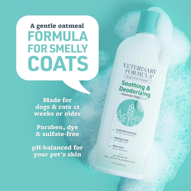 Veterinary Formula Solutions Soothing and Deodorizing Oatmeal Shampoo for Dogs –Baking Soda, Zinc and Aloe Eliminate Odors, Cleanse, Hydrate and Heal Skin – Long-Lasting Fragrance (17oz) - Image 3