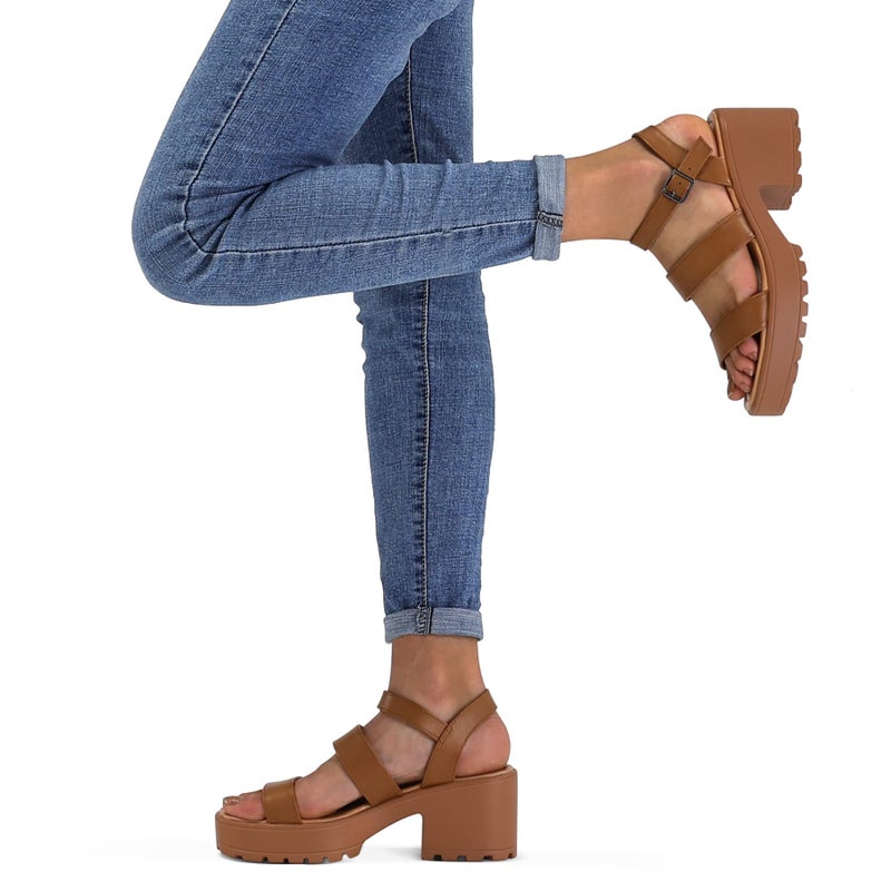 mysoft Women's Platform Sandals Ankle Strap Open Toe Lug Sole 3 Inch Chunky Block Heeled Sandals - Image 5